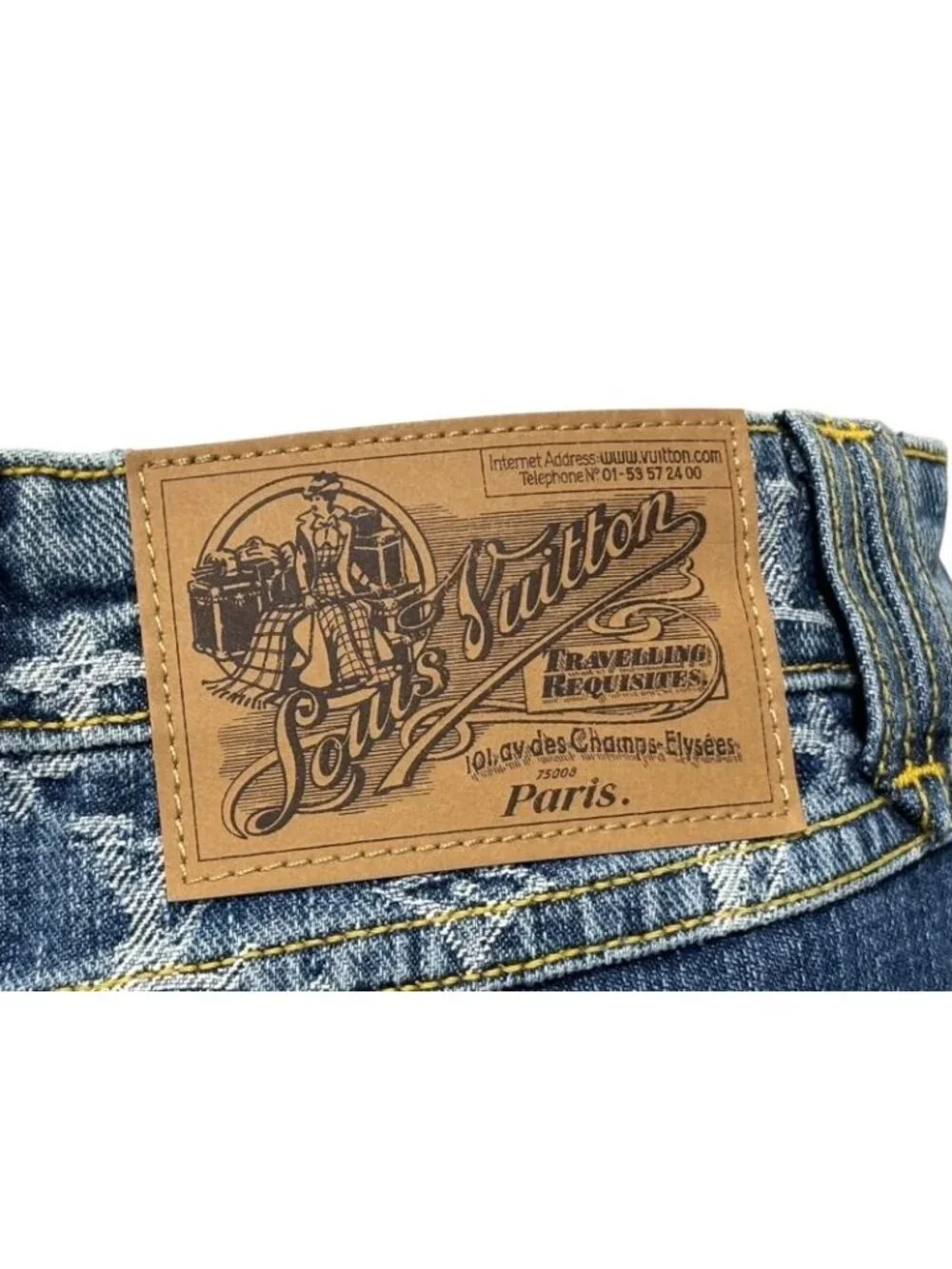 Louis Vuitton Denim Skirt Monogram Blue Gold